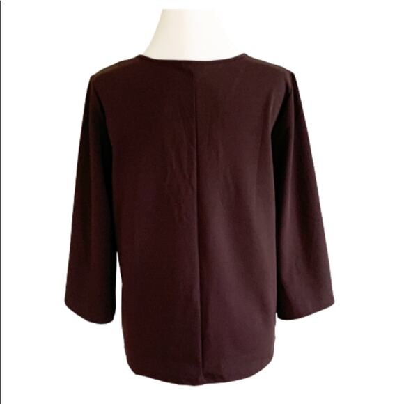 Ann Taylor Factory Top Tunic Brown V-Neck Tulip 3/4 Sleeve Top Size Medium NEW - Picture 4 of 11